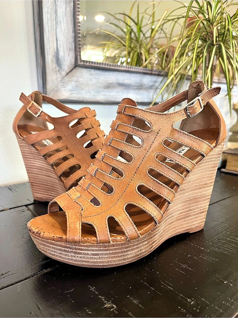Steve Madden Teina Wedge Sandal Leather Brown